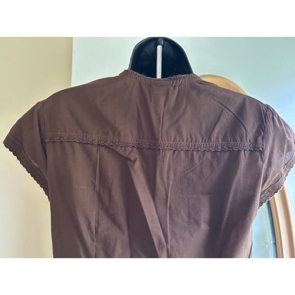 Women's Caribbean Joe Top Size Petite Small Brown Embellished Side Slits - Picture 8 of 13